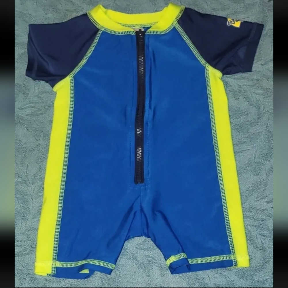 Boys Size 6-9months Banana Boat Zip Up Rash Guard Yellow Blue